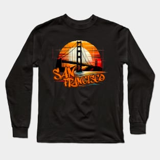 Golden Gate Bridge San Francisco Graffiti Design Long Sleeve T-Shirt